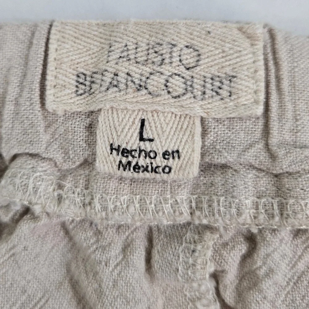 Fausto Betancourt Womens L Cropped Pants Beige Manta Cotton Linen‎ Beach Resort